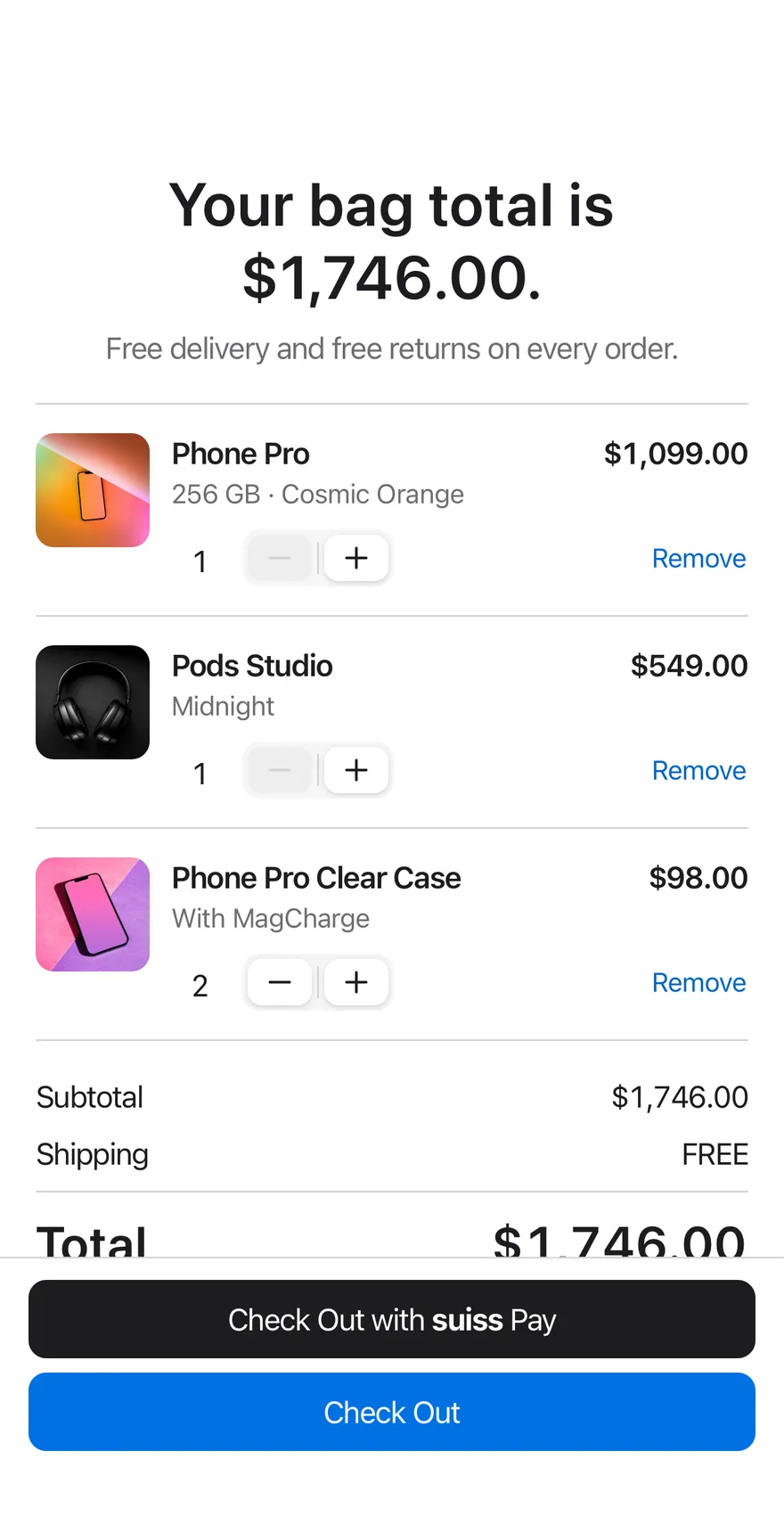 Bag Review on iOS in light mode