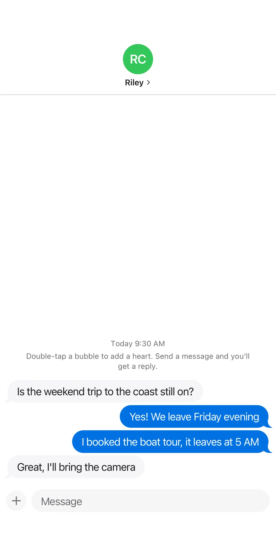 Chat Thread on iOS in light mode