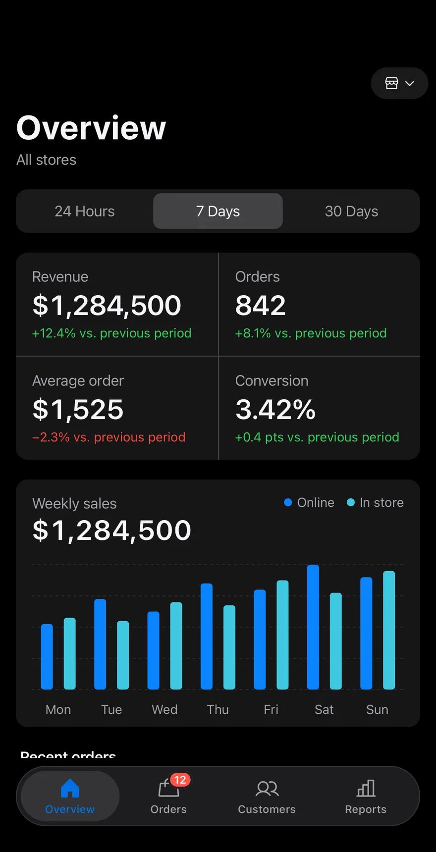 Dash Store on iOS in dark mode