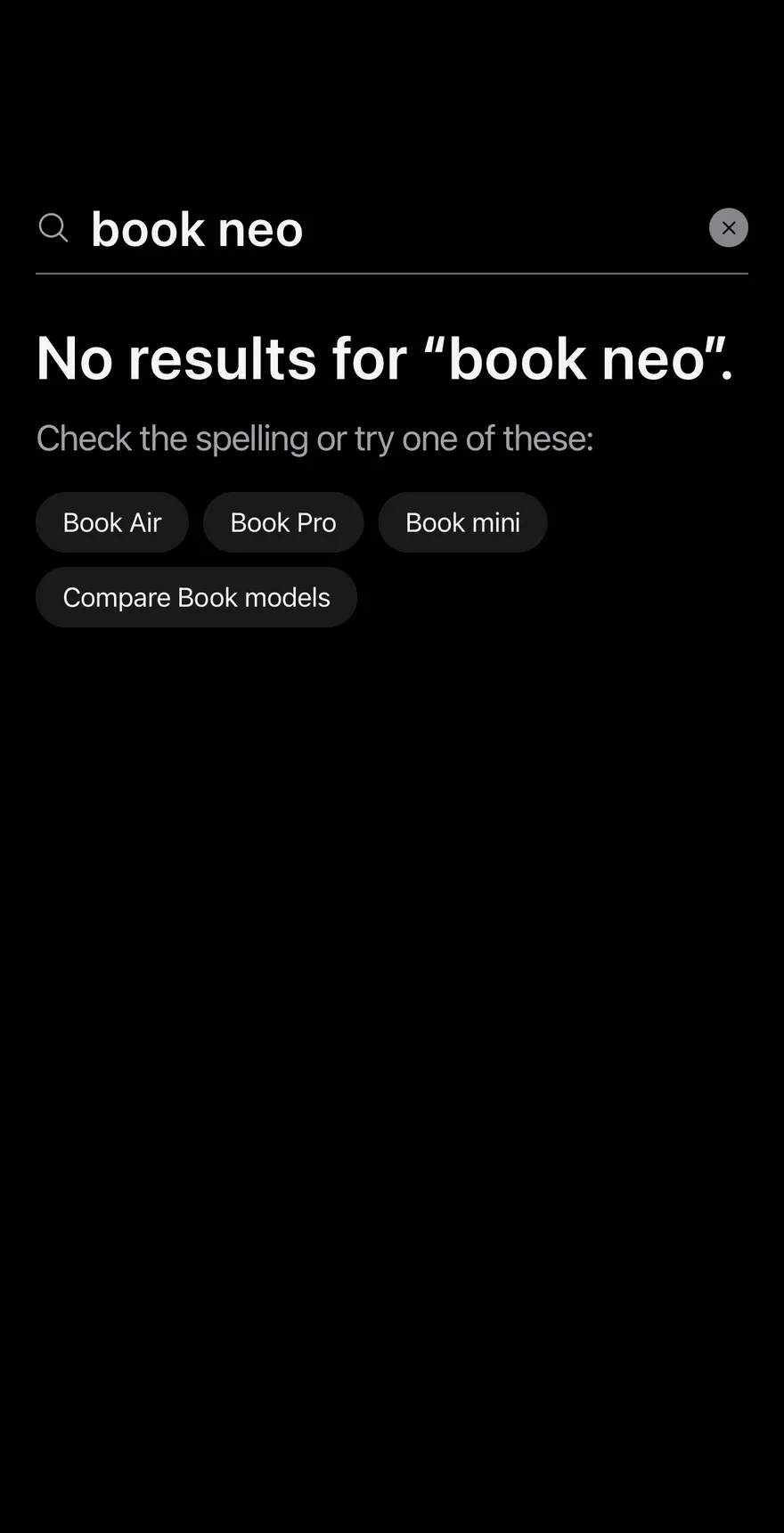 Empty Search on iOS in dark mode