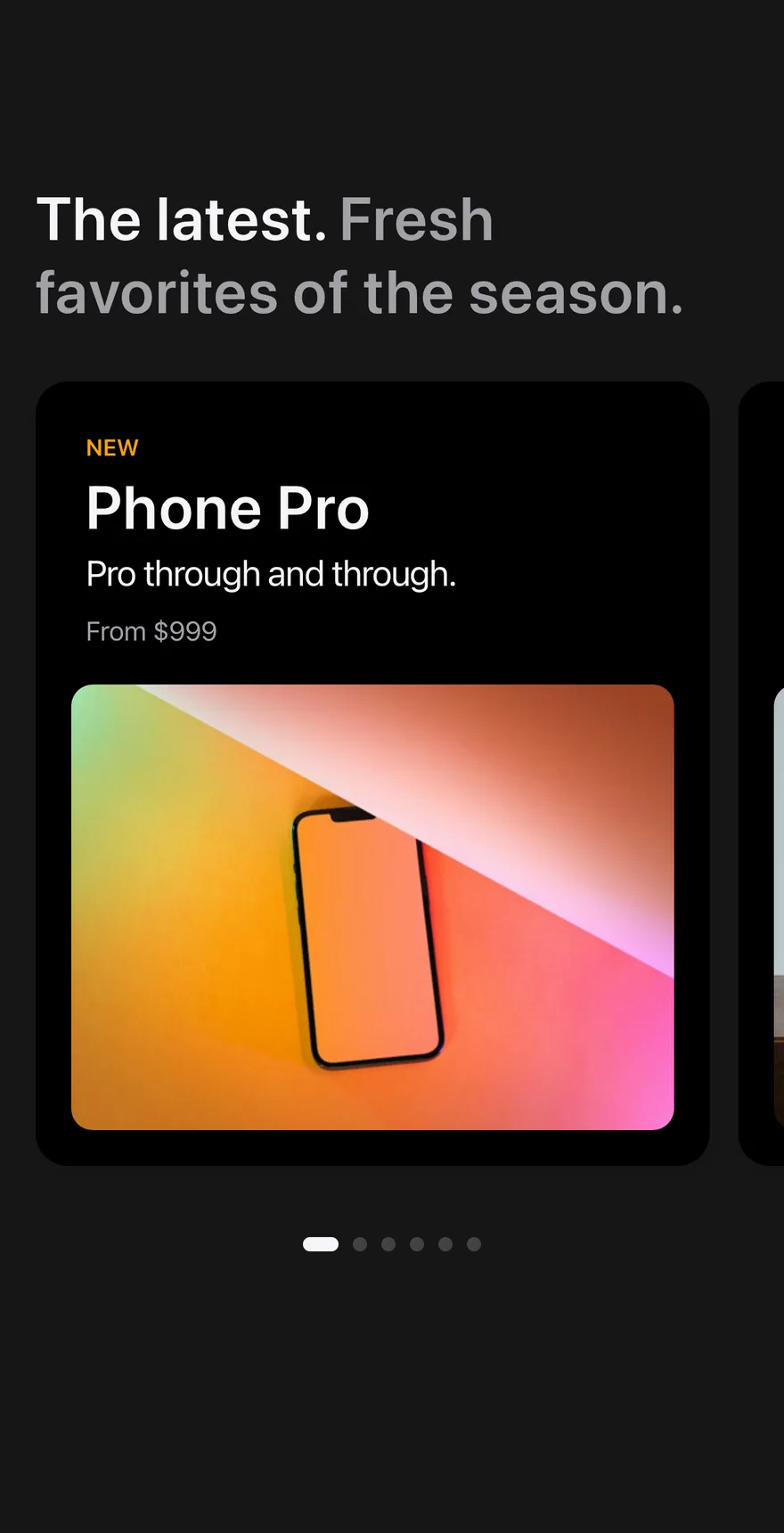 Grid Carousel on iOS in dark mode