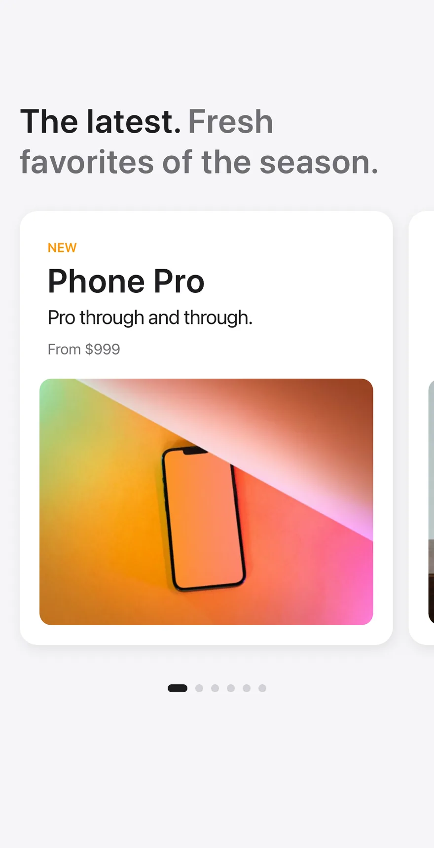 Grid Carousel on iOS in light mode