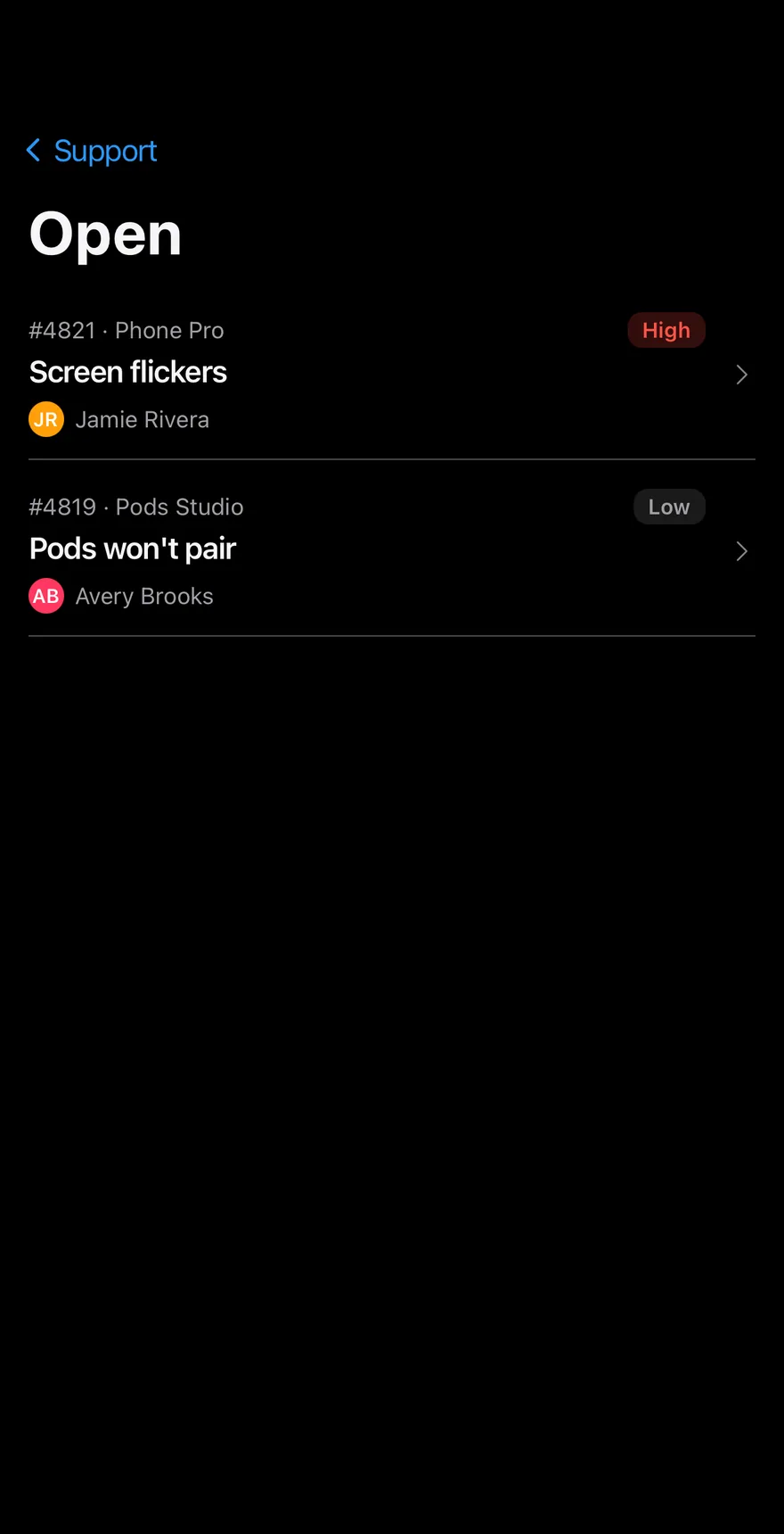 Inbox Support on iOS in dark mode