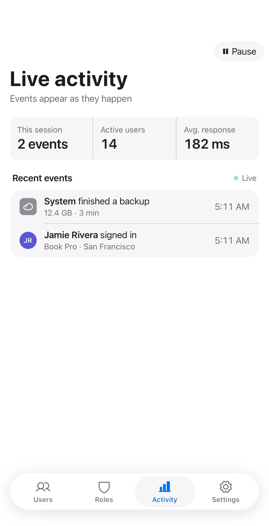 Log Live on iOS in light mode