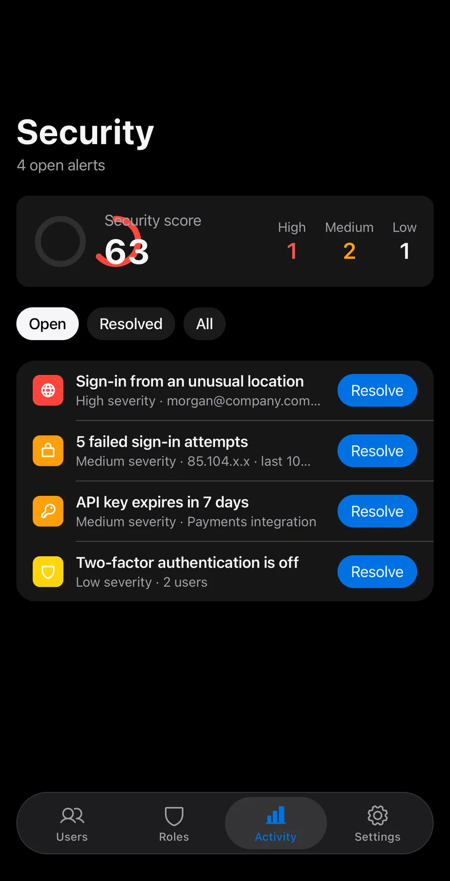 Log Security on iOS in dark mode