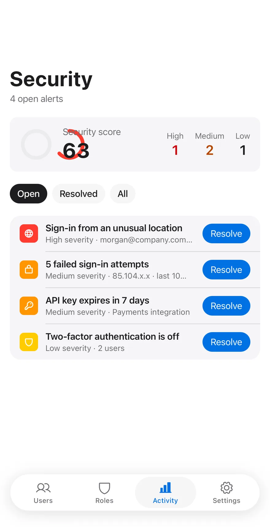 Log Security on iOS in light mode