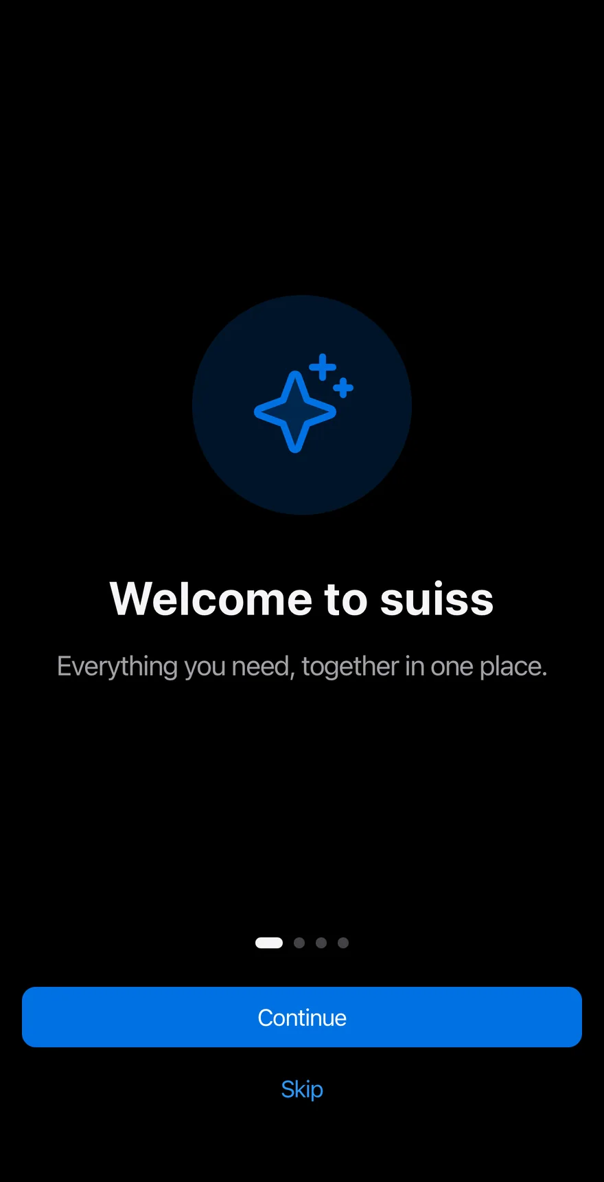 Onboarding on iOS in dark mode