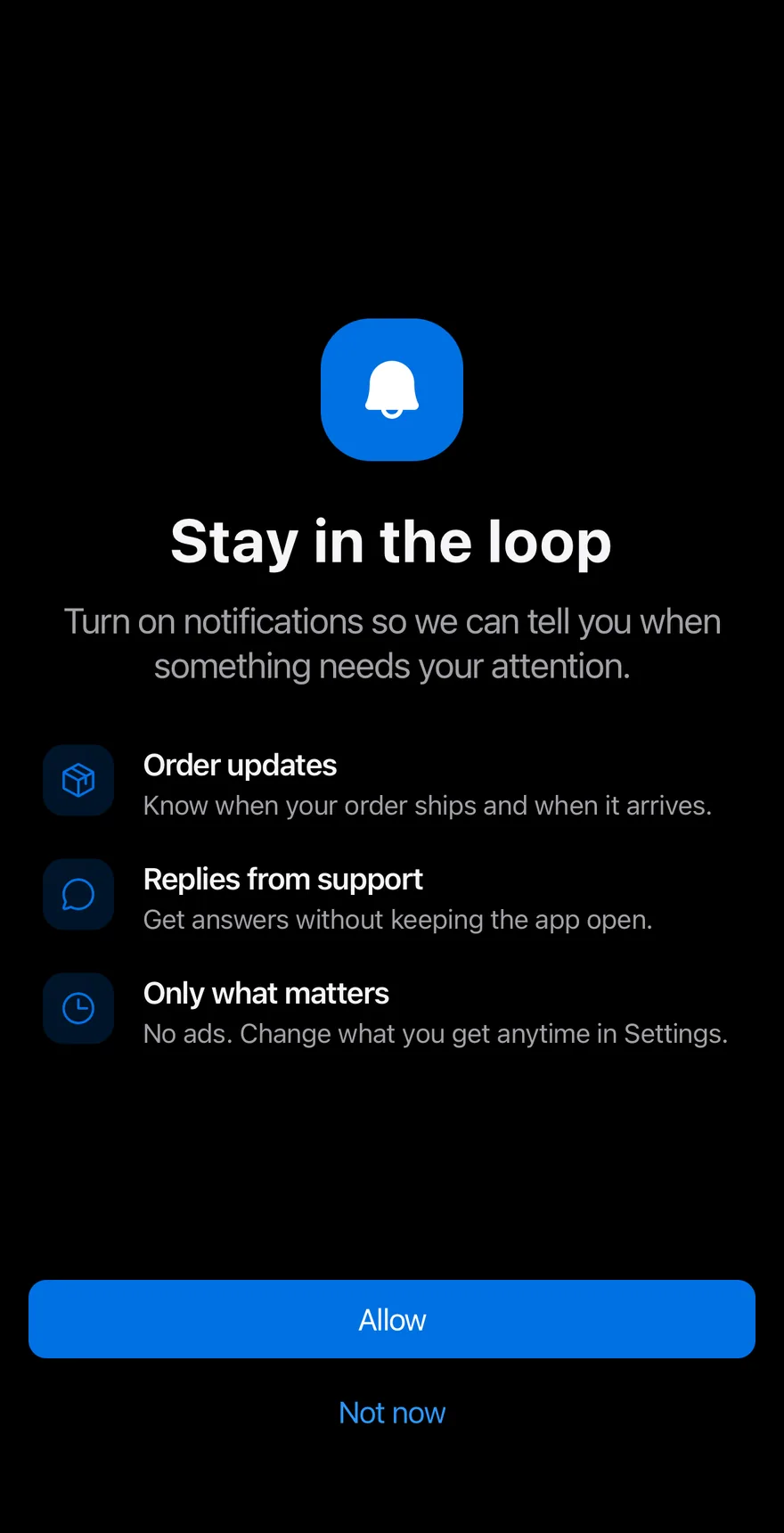Permission Primer on iOS in dark mode
