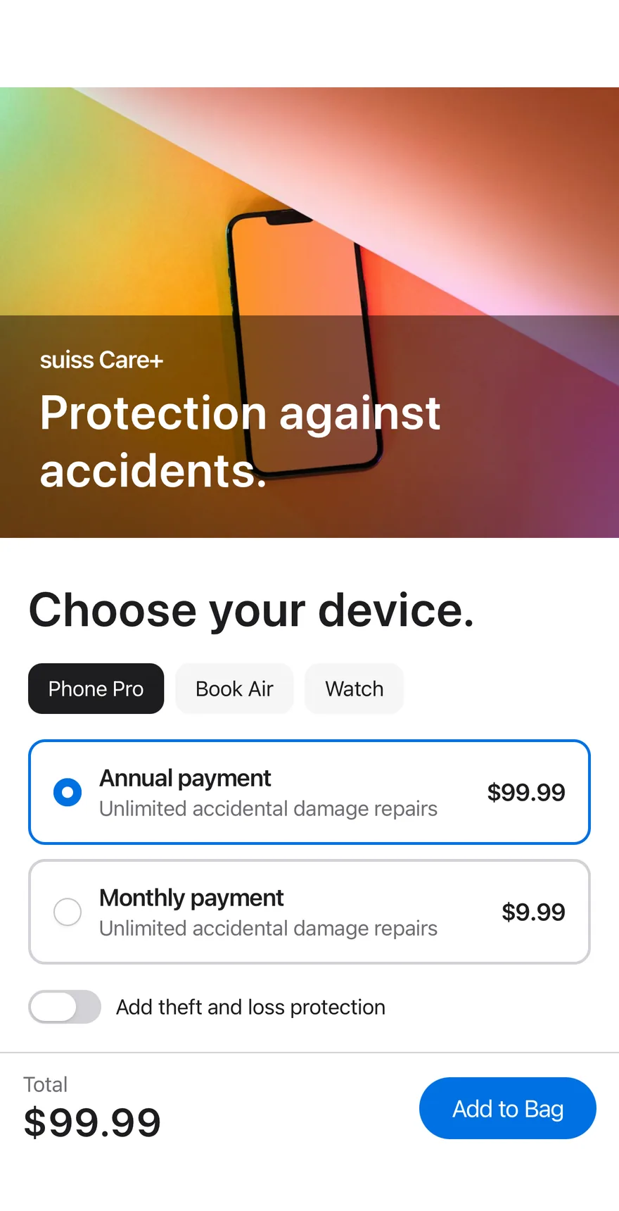 Price Care on iOS in light mode