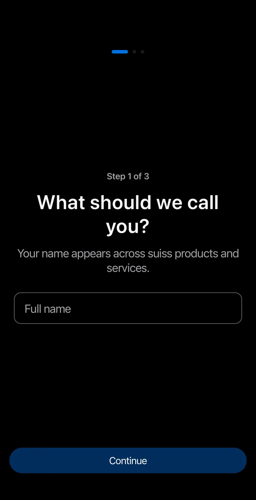 Signup Steps on iOS in dark mode