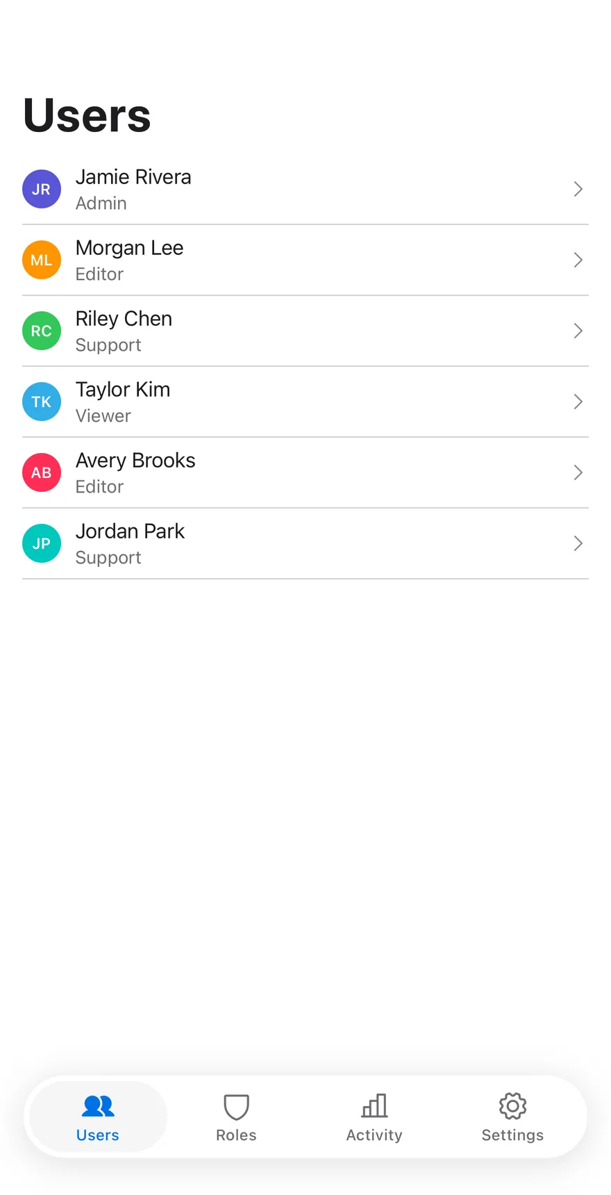 Users Detail on iOS in light mode