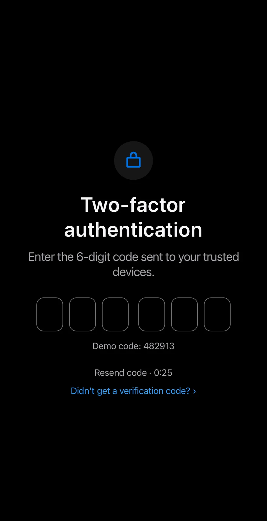 Verify Code on iOS in dark mode