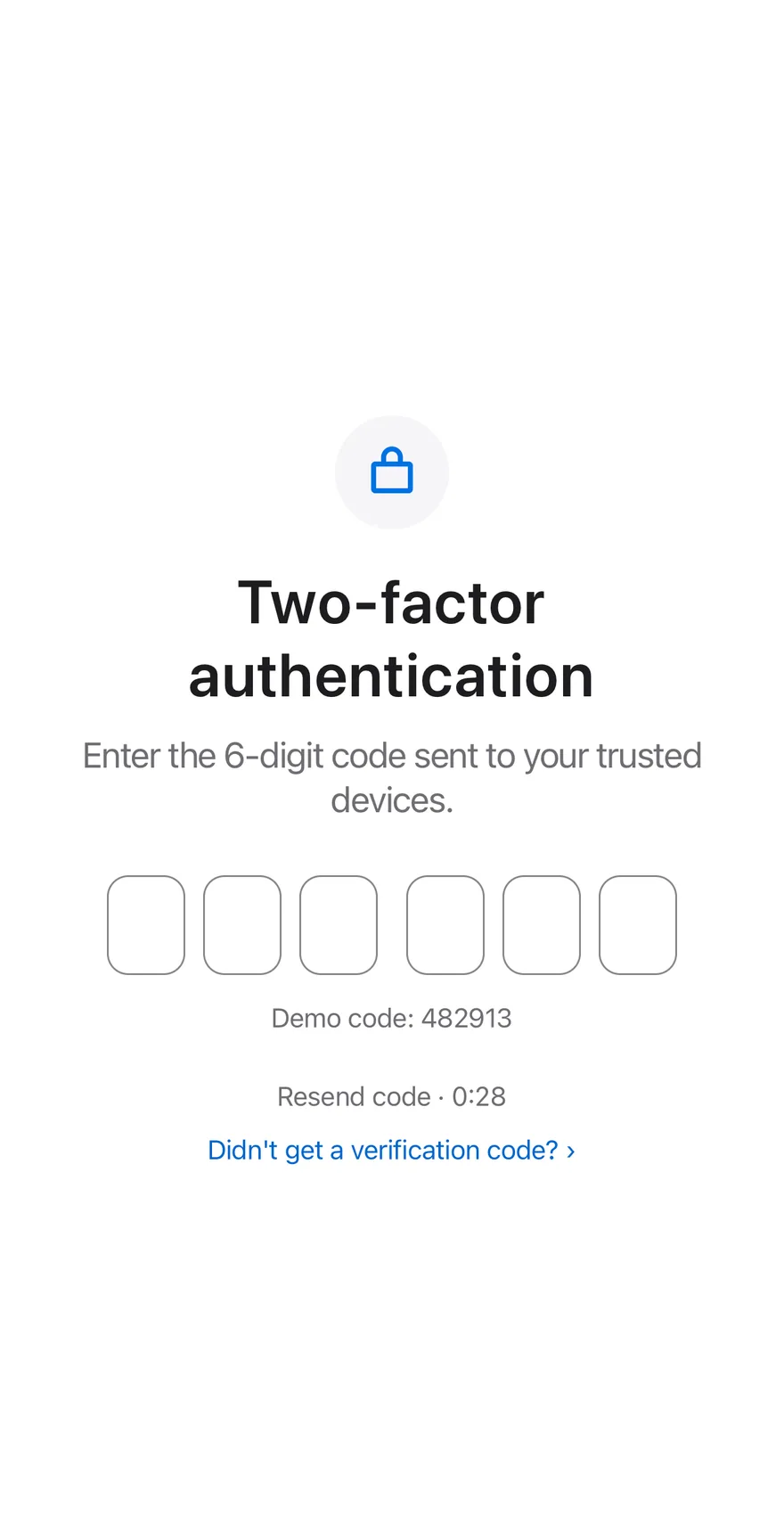 Verify Code on iOS in light mode