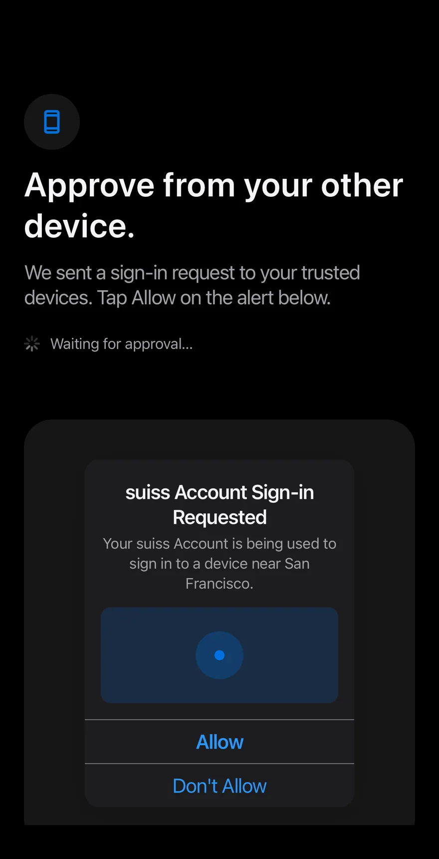 Verify Device on iOS in dark mode