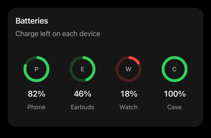 Radial (batteries) on iOS in dark mode