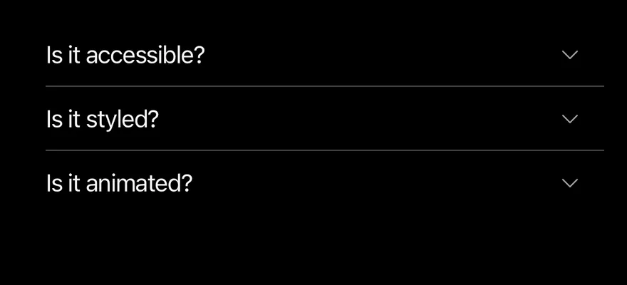 Accordion on iOS in dark mode