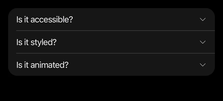 Accordion (filled) on iOS in dark mode