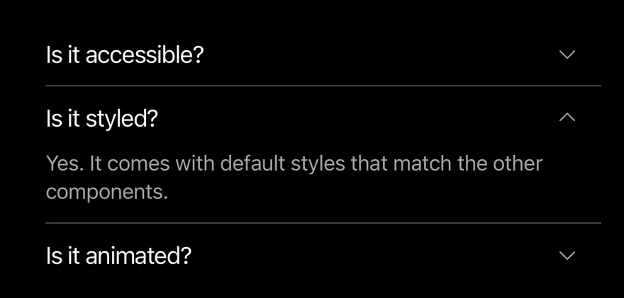 Accordion (open by default) on iOS in dark mode