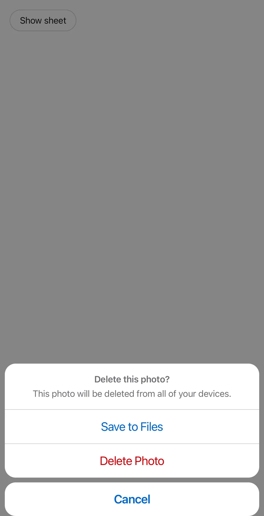 Alert Sheet (open by default) on iOS in light mode