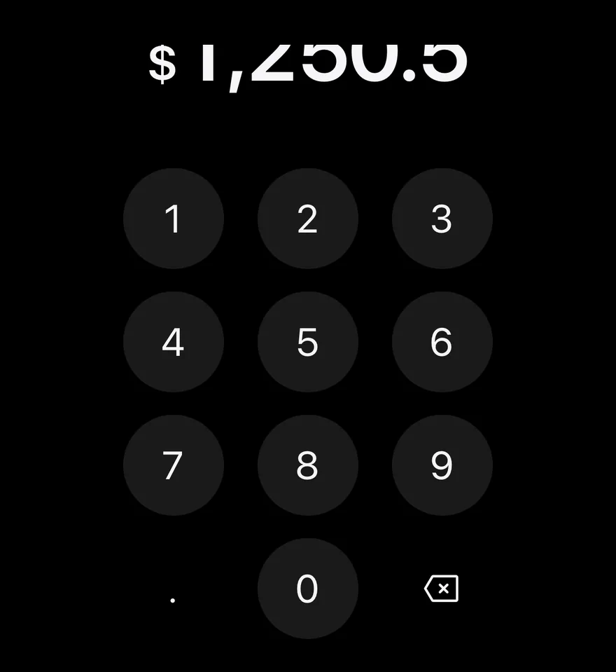 Amount Input (filled) on iOS in dark mode