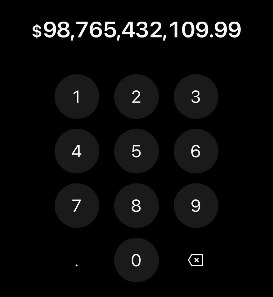 Amount Input (long amount) on iOS in dark mode