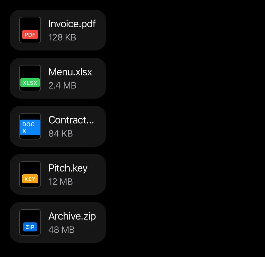 Attachment (file types) on iOS in dark mode