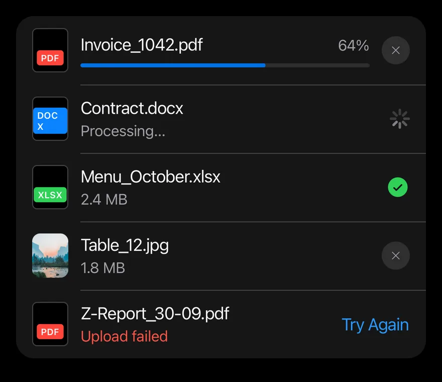 Attachment (group) on iOS in dark mode