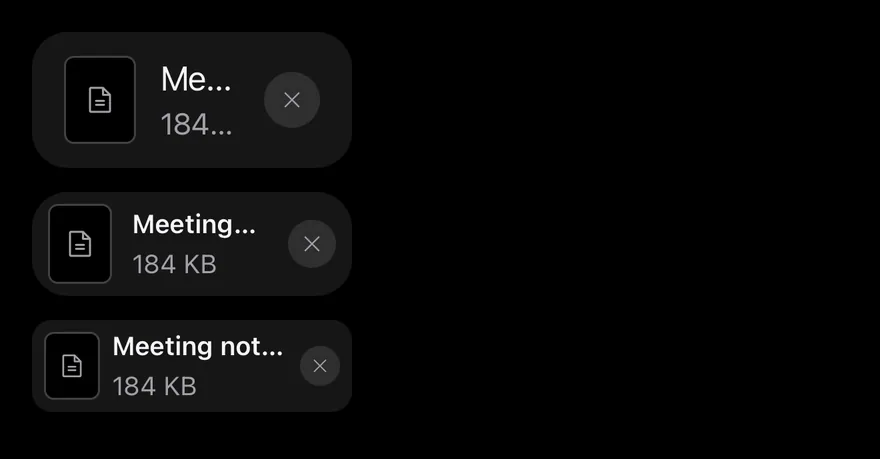 Attachment (sizes) on iOS in dark mode