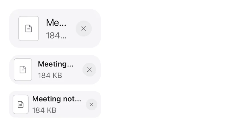 Attachment (sizes) on iOS in light mode