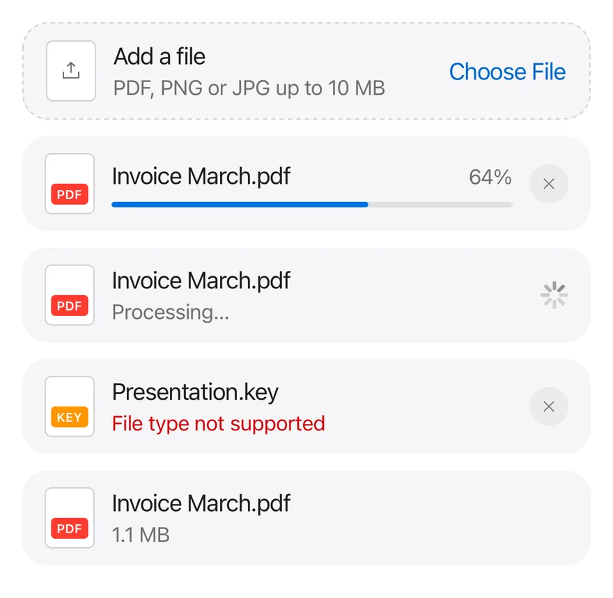 Attachment (states) on iOS in light mode