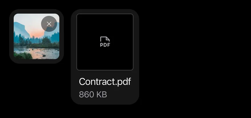 Attachment (vertical) on iOS in dark mode