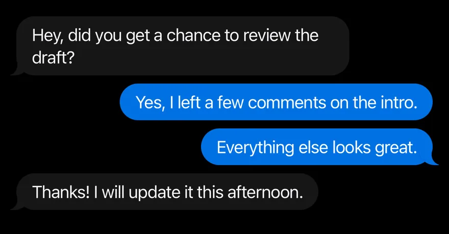 Bubble (conversation) on iOS in dark mode