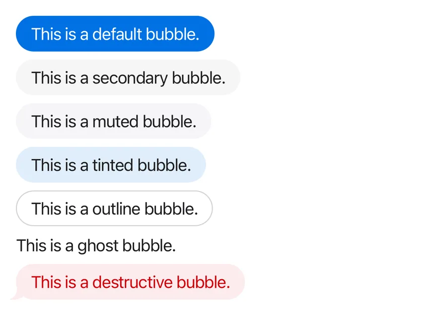 Bubble (variants) on iOS in light mode