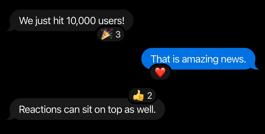 Bubble (with reactions) on iOS in dark mode