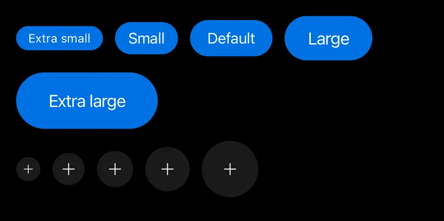 Button (sizes) on iOS in dark mode