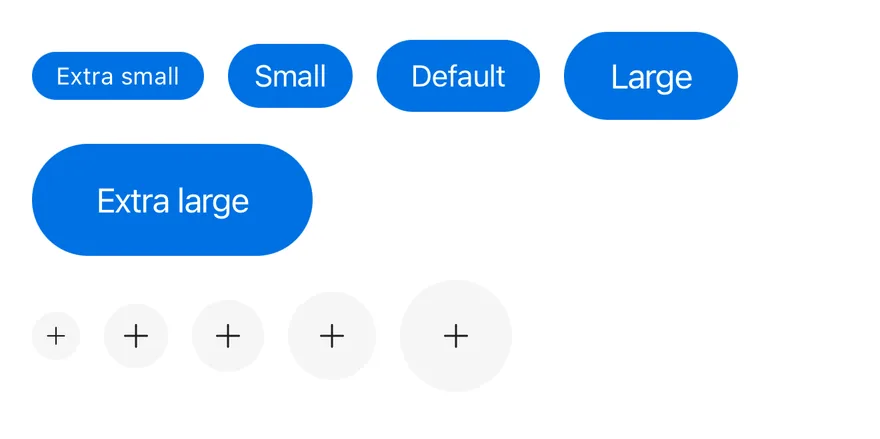 Button (sizes) on iOS in light mode