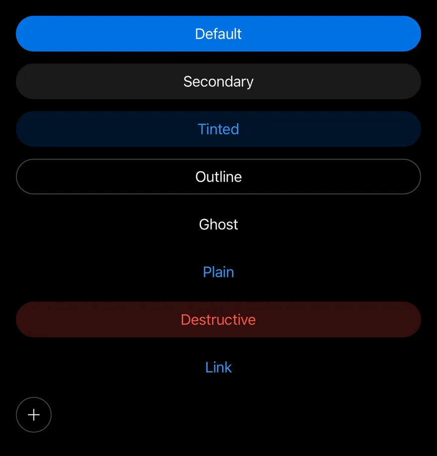 Button (variants) on iOS in dark mode