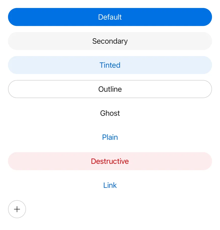 Button (variants) on iOS in light mode