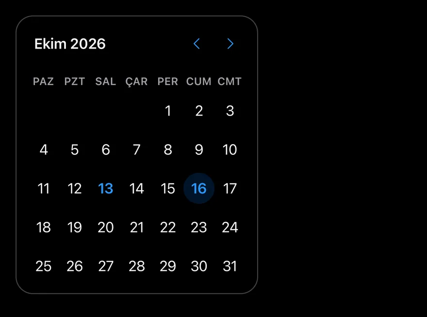 Calendar (locale) on iOS in dark mode