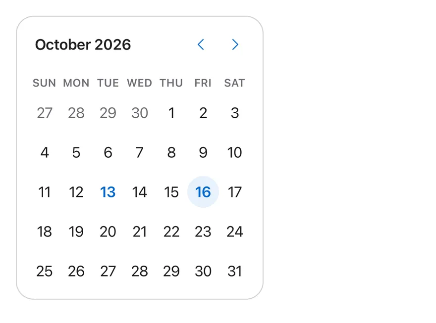 Calendar (outside days) on iOS in light mode