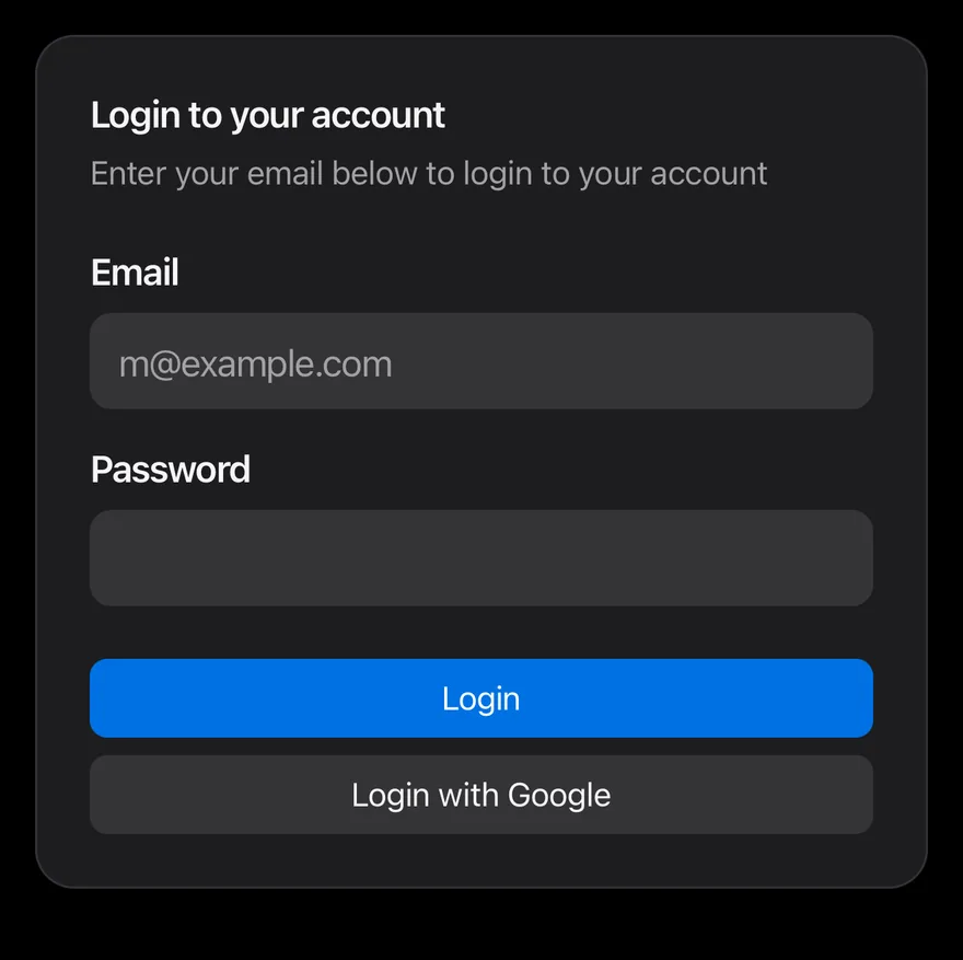 Card on iOS in dark mode
