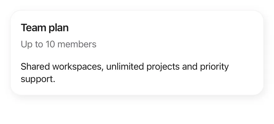 Card (small) on iOS in light mode