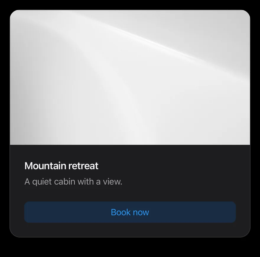 Card (with image) on iOS in dark mode