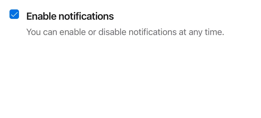 Checkbox (with description) on iOS in light mode