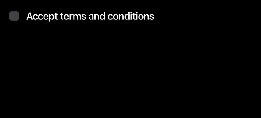 Checkbox (with label) on iOS in dark mode