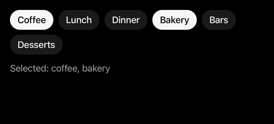Chip (group multiple) on iOS in dark mode