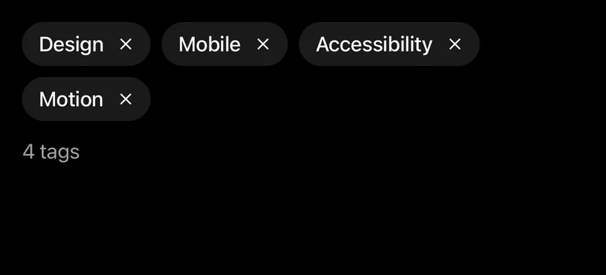 Chip (removable) on iOS in dark mode