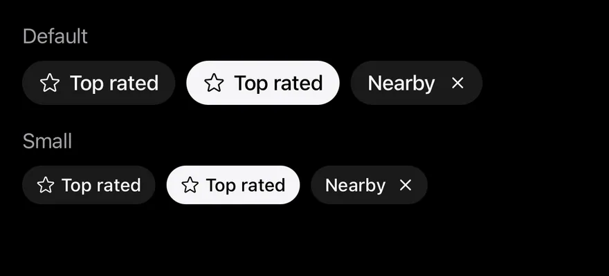 Chip (sizes) on iOS in dark mode