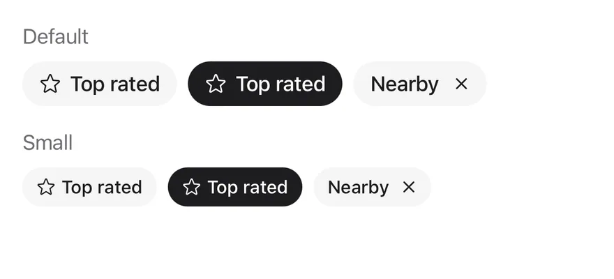 Chip (sizes) on iOS in light mode
