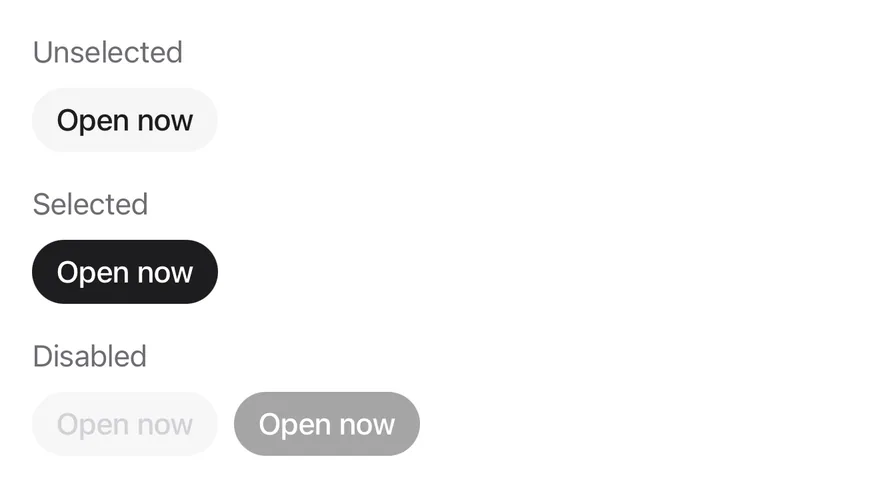 Chip (states) on iOS in light mode